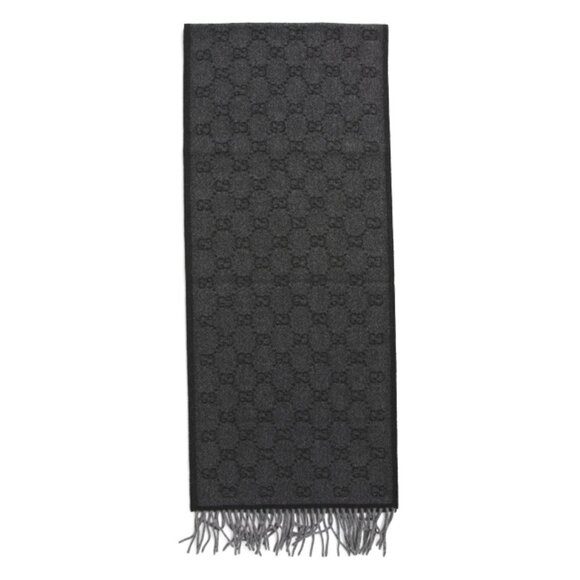 GUCCI Grey/green Made In Italy Wool Luxury Scarf - Picture 2 of 2